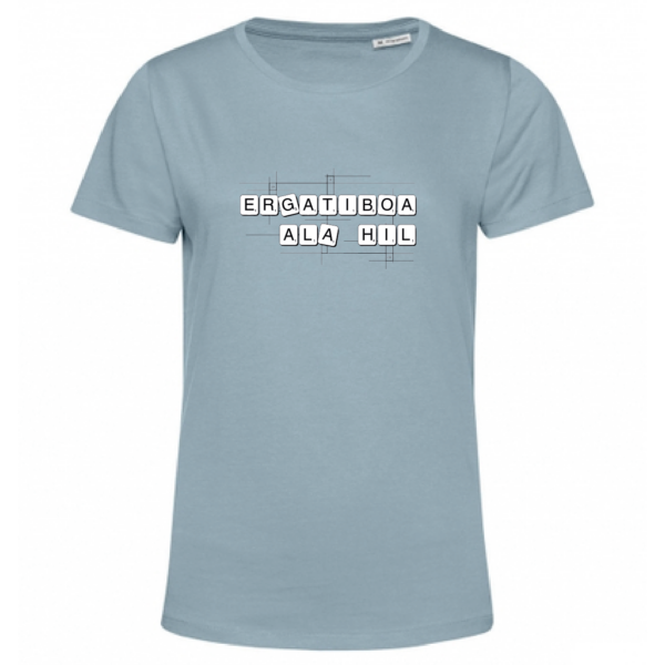 Ergatiboa ala hil kamiseta urdin argia estua